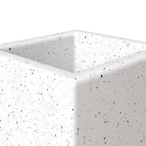 Terra 4-Piece Fiberstone and MGO Clay Planter Set, Mid-Century Modern Tall Square Planter Pot for Indoor and Outdoor