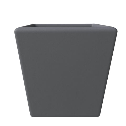 LeisureMod Blossom Fiberstone Tapered Square Planter Pot in Dark Grey