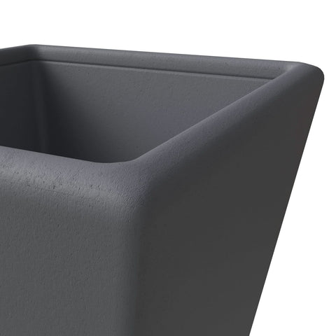 LeisureMod Blossom Fiberstone Tapered Square Planter Pot in Dark Grey