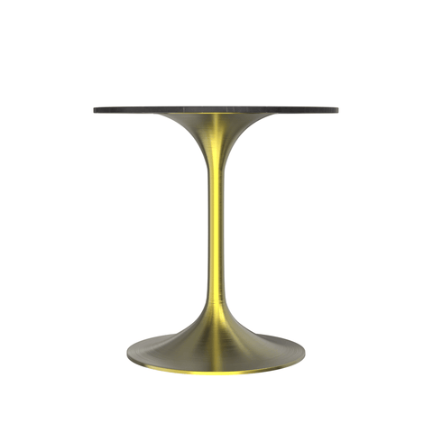 Verve Round Dining Table with MDF/Sintered Stone/Resin Tabletop in Gold Stainless Steel Pedestal Base