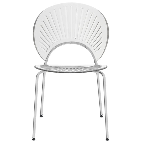 Opulent Modern Plastic Dining Chair in Chrome Metal Legs