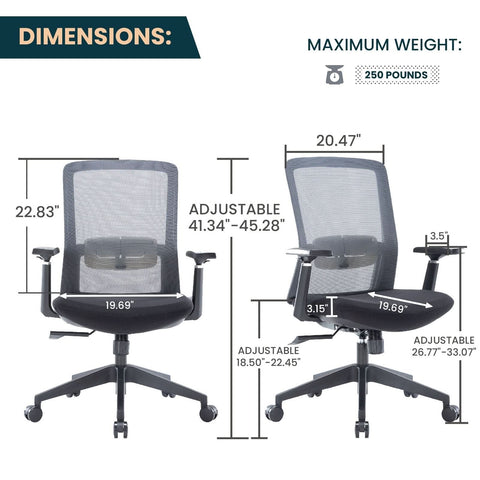 Ingram Ergonomic Modern Office Mesh Task Chair With Adjustable Height