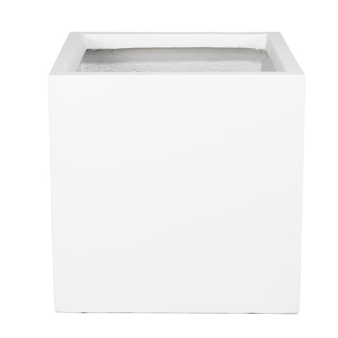 Fern Fiberstone and MGO Clay Mid-Century Modern Square Planter Pot for Indoor and Outdoor