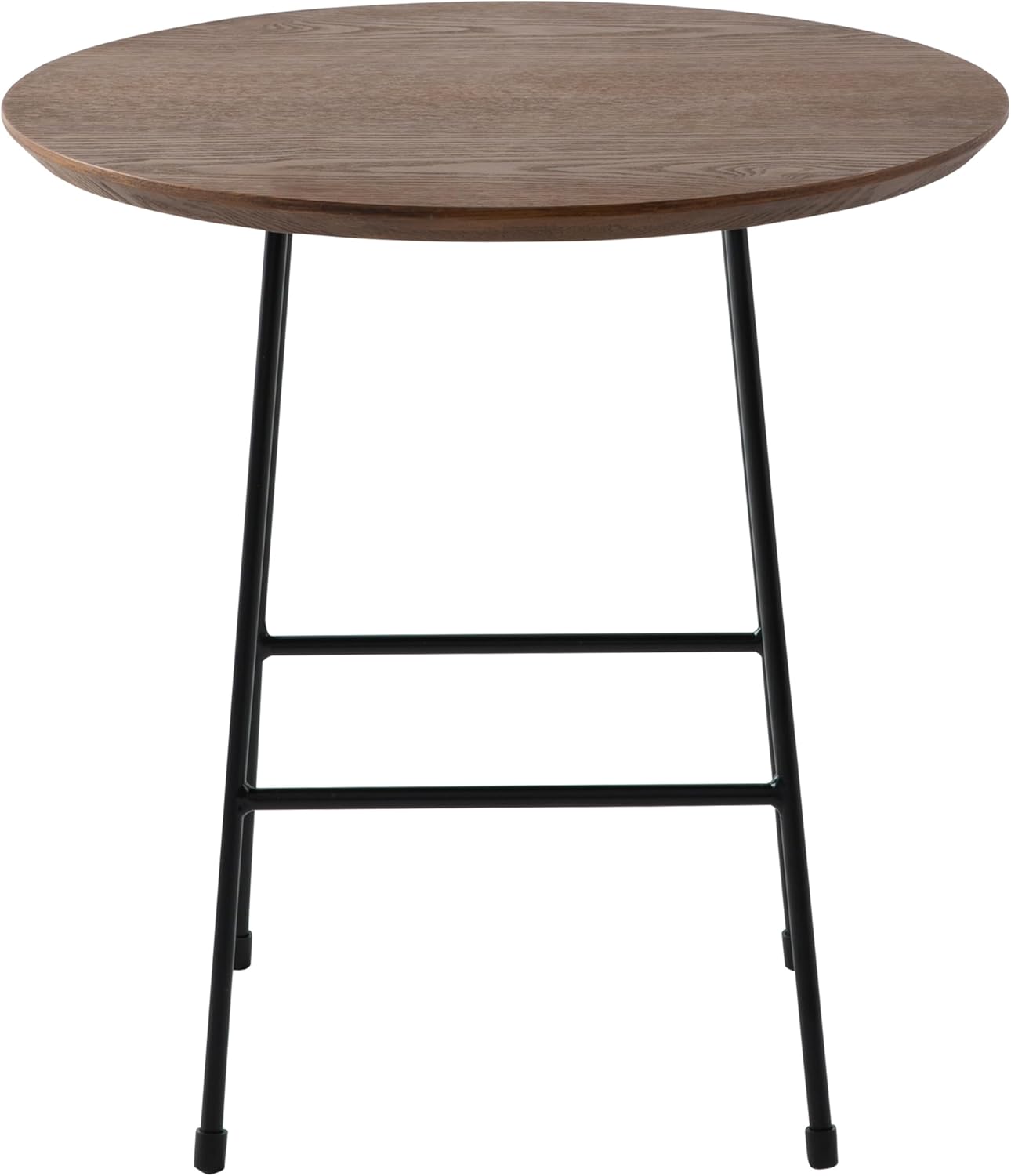 Rossmore Round Side Table with MDF Wood Tabletop in Black Steel