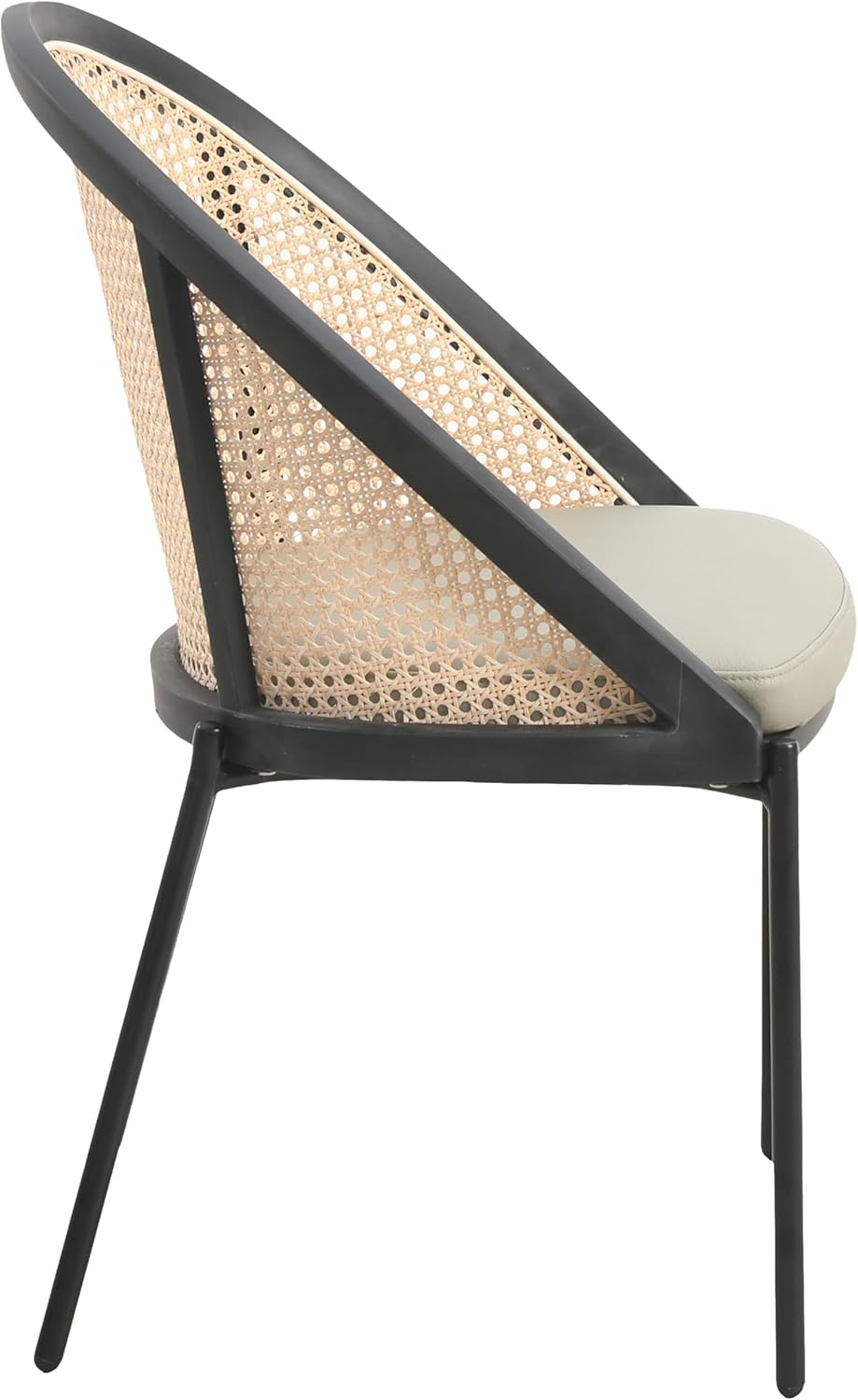 Urbane Dining Chair with Vinyl Fabric Seat and Wicker/Vinyl Backrest in Black Stainless Steel