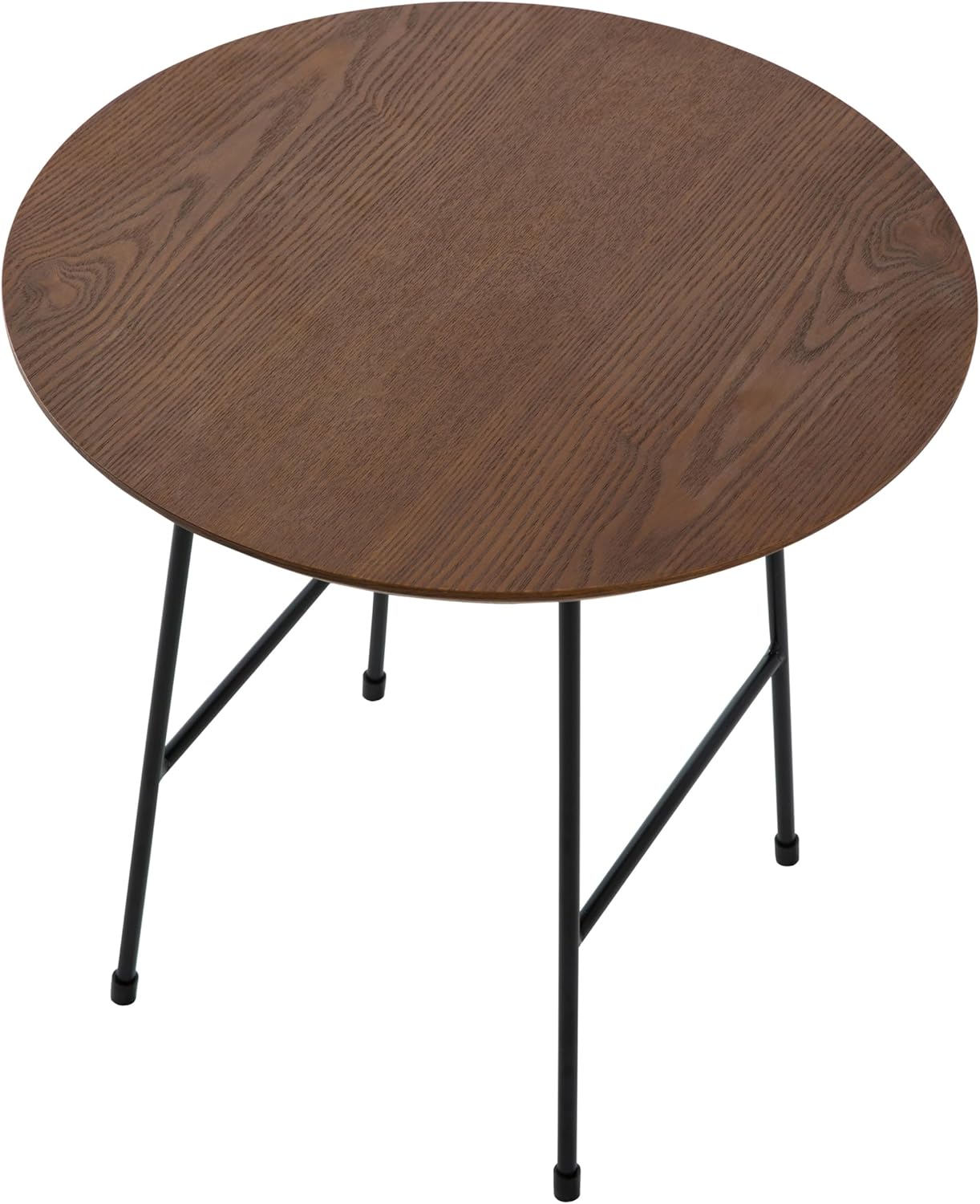 Rossmore Round Side Table with MDF Wood Tabletop in Black Steel