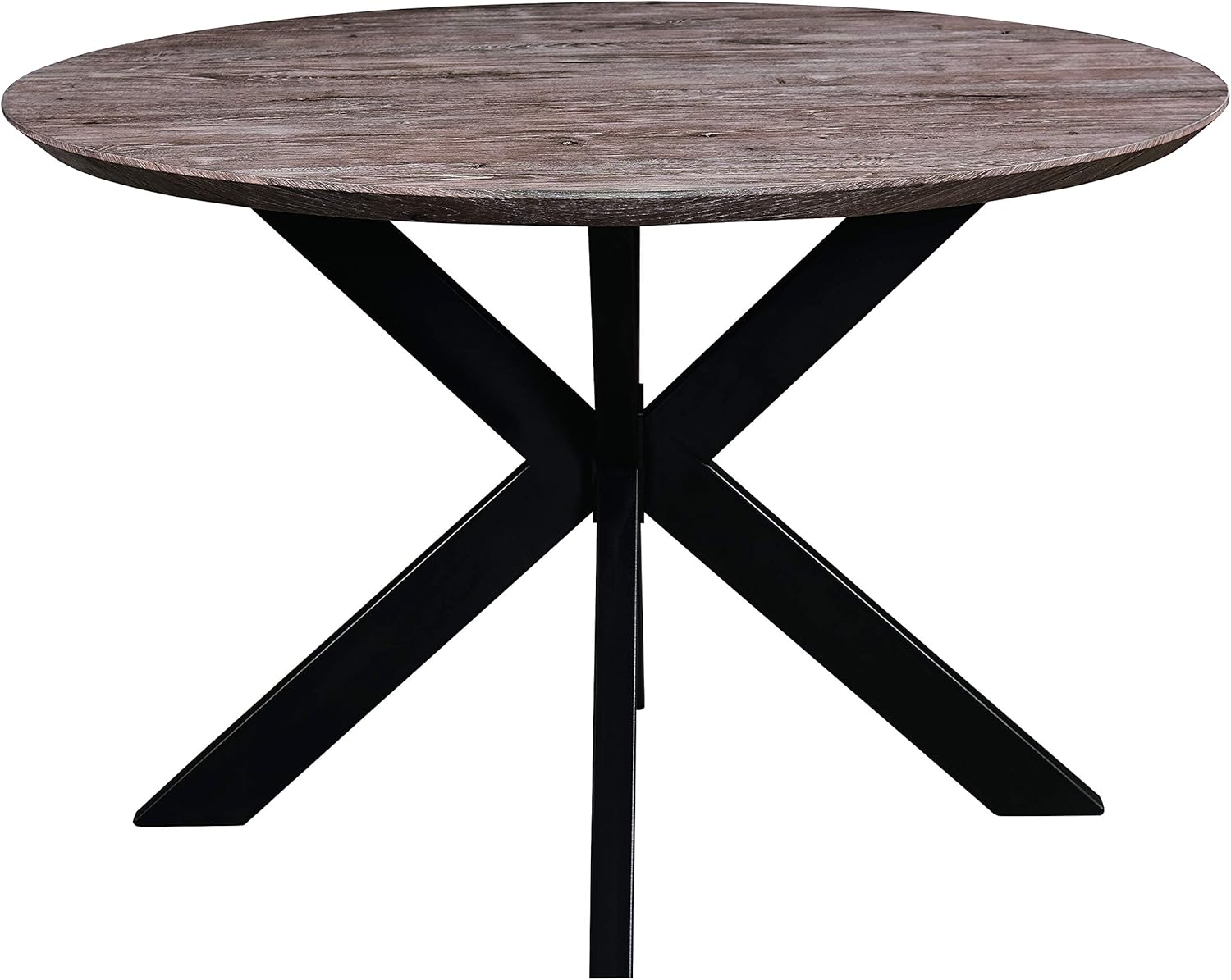 Ravenna 47-Inch Solid Wood Round Dining Table X-Shape Metal Legs