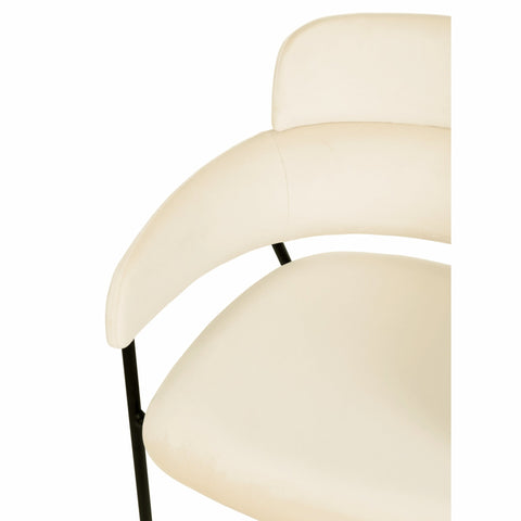 Axis Upholstered Dining Chair with Curved Open-Back and Arms and Black/Gold Stainless Steel Legs