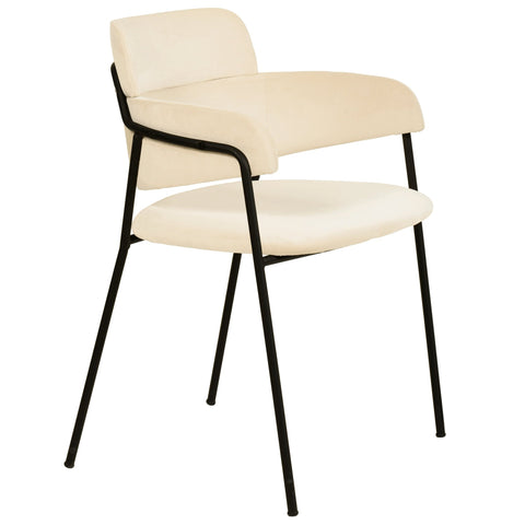Axis Upholstered Dining Chair with Curved Open-Back and Arms and Black/Gold Stainless Steel Legs
