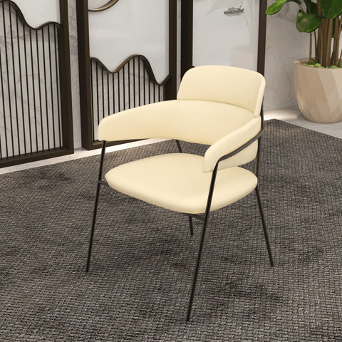 Axis Upholstered Dining Chair with Curved Open-Back and Arms and Black/Gold Stainless Steel Legs
