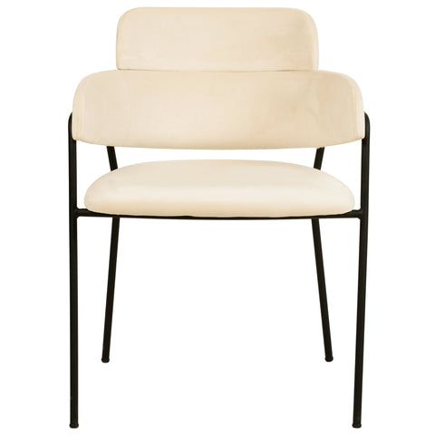Axis Upholstered Dining Chair with Curved Open-Back and Arms and Black/Gold Stainless Steel Legs