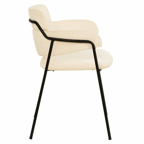 Axis Upholstered Dining Chair with Curved Open-Back and Arms and Black/Gold Stainless Steel Legs