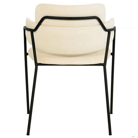 Axis Upholstered Dining Chair with Curved Open-Back and Arms and Black/Gold Stainless Steel Legs