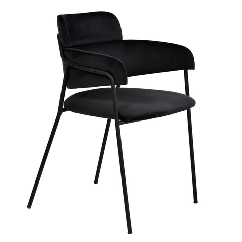 Axis Upholstered Dining Chair with Curved Open-Back and Arms and Black/Gold Stainless Steel Legs