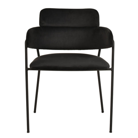 Axis Upholstered Dining Chair with Curved Open-Back and Arms and Black/Gold Stainless Steel Legs