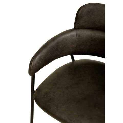 Axis Upholstered Dining Chair with Curved Open-Back and Arms and Black/Gold Stainless Steel Legs