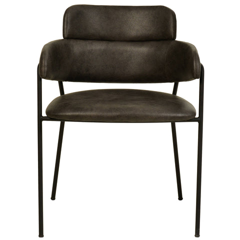 Axis Upholstered Dining Chair with Curved Open-Back and Arms and Black/Gold Stainless Steel Legs