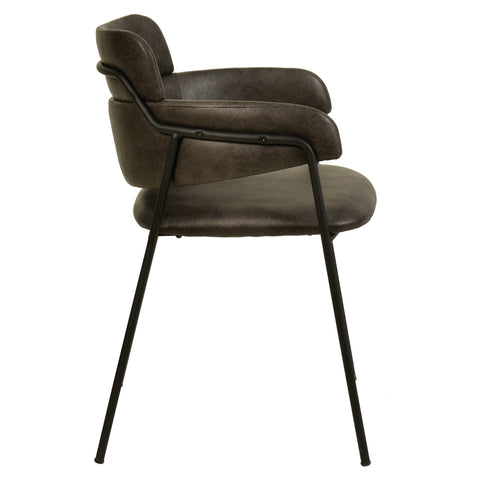 Axis Upholstered Dining Chair with Curved Open-Back and Arms and Black/Gold Stainless Steel Legs