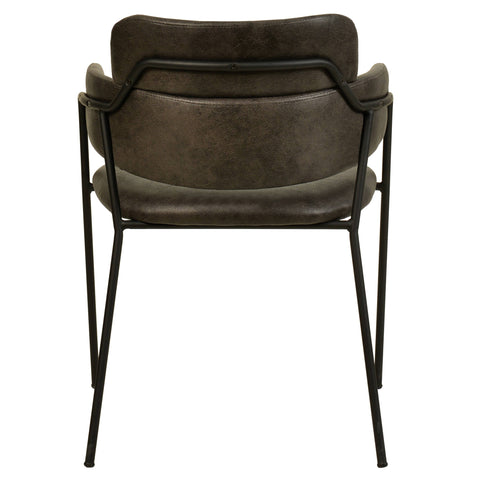 Axis Upholstered Dining Chair with Curved Open-Back and Arms and Black/Gold Stainless Steel Legs