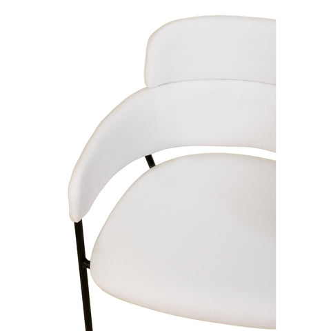 Axis Upholstered Dining Chair with Curved Open-Back and Arms and Black/Gold Stainless Steel Legs