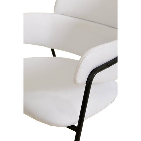 Axis Upholstered Dining Chair with Curved Open-Back and Arms and Black/Gold Stainless Steel Legs