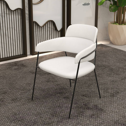 Axis Upholstered Dining Chair with Curved Open-Back and Arms and Black/Gold Stainless Steel Legs