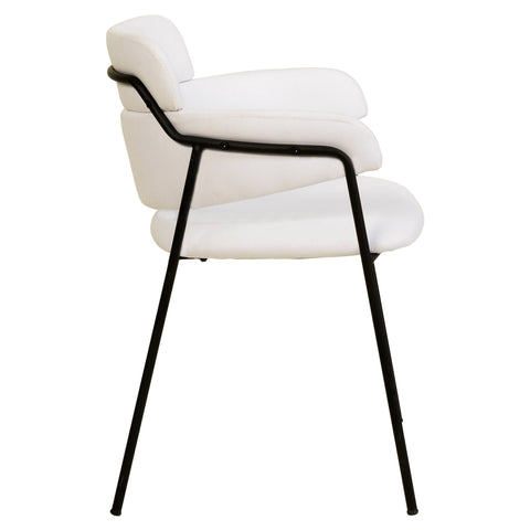 Axis Upholstered Dining Chair with Curved Open-Back and Arms and Black/Gold Stainless Steel Legs