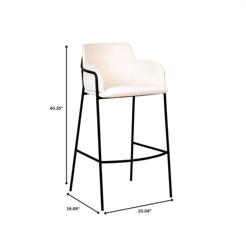Axis 40" Bar Stool with Ergonomic Design, Powder-Coated Base, and Footrest in Black/Gold