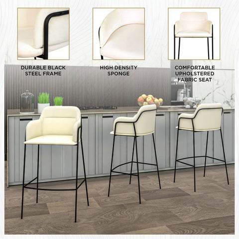 Axis 40" Bar Stool with Ergonomic Design, Powder-Coated Base, and Footrest in Black/Gold