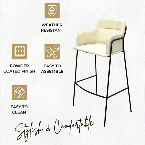 Axis 40" Bar Stool with Ergonomic Design, Powder-Coated Base, and Footrest in Black/Gold