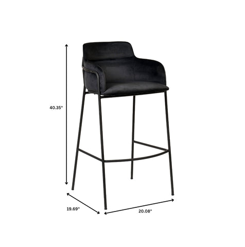 Axis 40" Bar Stool with Ergonomic Design, Powder-Coated Base, and Footrest in Black/Gold