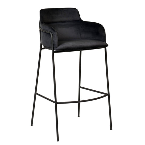 Axis 40" Bar Stool with Ergonomic Design, Powder-Coated Base, and Footrest in Black/Gold