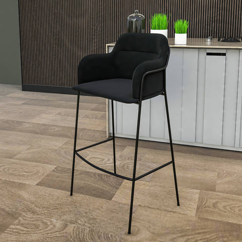 Axis 40" Bar Stool with Ergonomic Design, Powder-Coated Base, and Footrest in Black/Gold