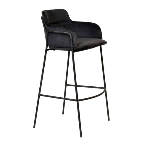 Axis 40" Bar Stool with Ergonomic Design, Powder-Coated Base, and Footrest in Black/Gold