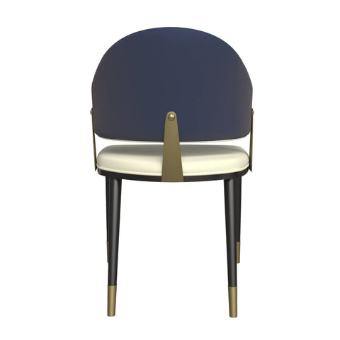 Aria Leather Dining Chair with a Curved Back and Gold Accents Design in Iron Set of 4