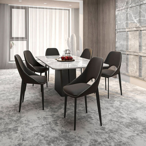 Amalfi Upholstered Fabric Dining Chair with a Curved Open Back Design in Black Iron