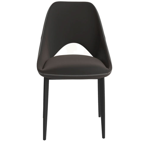 Amalfi Upholstered Fabric Dining Chair with a Curved Open Back Design in Black Iron