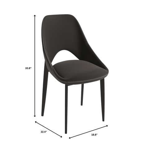 Amalfi Upholstered Fabric Dining Chair with a Curved Open Back Design in Black Iron