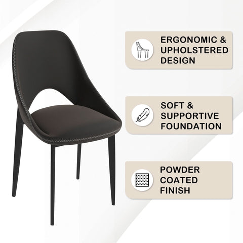 Amalfi Upholstered Fabric Dining Chair with a Curved Open Back Design in Black Iron