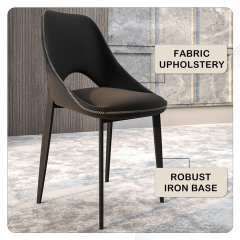 Amalfi Upholstered Fabric Dining Chair with a Curved Open Back Design in Black Iron