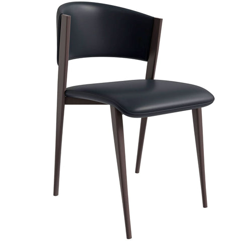 LeisureMod Aspen Modern Dining Chairs, Upholstered Leather Kitchen Room Chairs with Metal Legs