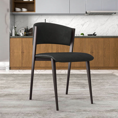 LeisureMod Aspen Modern Dining Chairs, Upholstered Leather Kitchen Room Chairs with Metal Legs