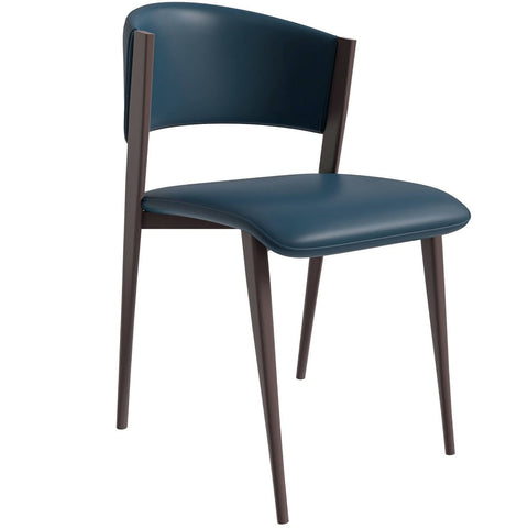 LeisureMod Aspen Modern Dining Chairs, Upholstered Leather Kitchen Room Chairs with Metal Legs