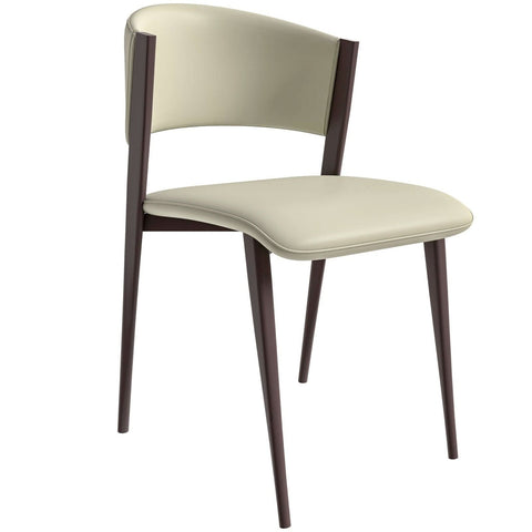 LeisureMod Aspen Modern Dining Chairs, Upholstered Leather Kitchen Room Chairs with Metal Legs