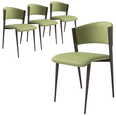Aspen Dining Chairs Upholstered in Leather Kitchen Room Chairs with Metal Legs Set of 4