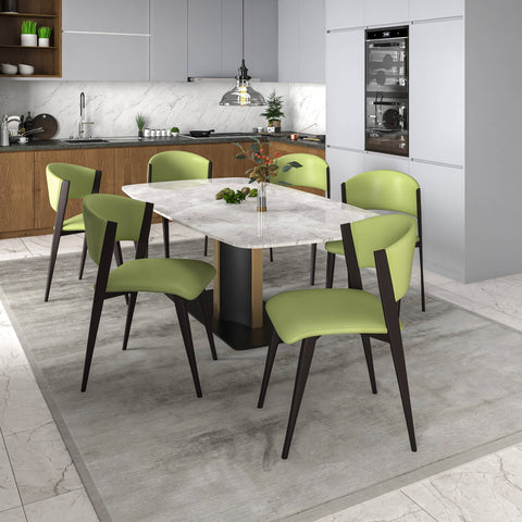 Aspen Dining Chairs Upholstered in Leather Kitchen Room Chairs with Metal Legs Set of 4