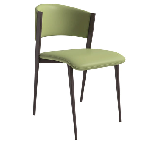 LeisureMod Aspen Modern Dining Chairs, Upholstered Leather Kitchen Room Chairs with Metal Legs