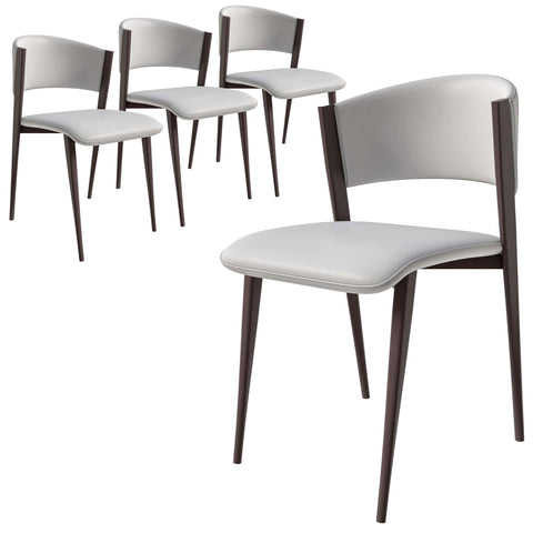 Aspen Dining Chairs Upholstered in Leather Kitchen Room Chairs with Metal Legs Set of 4