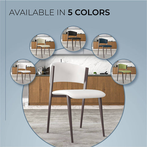 Aspen Dining Chairs Upholstered in Leather Kitchen Room Chairs with Metal Legs Set of 4