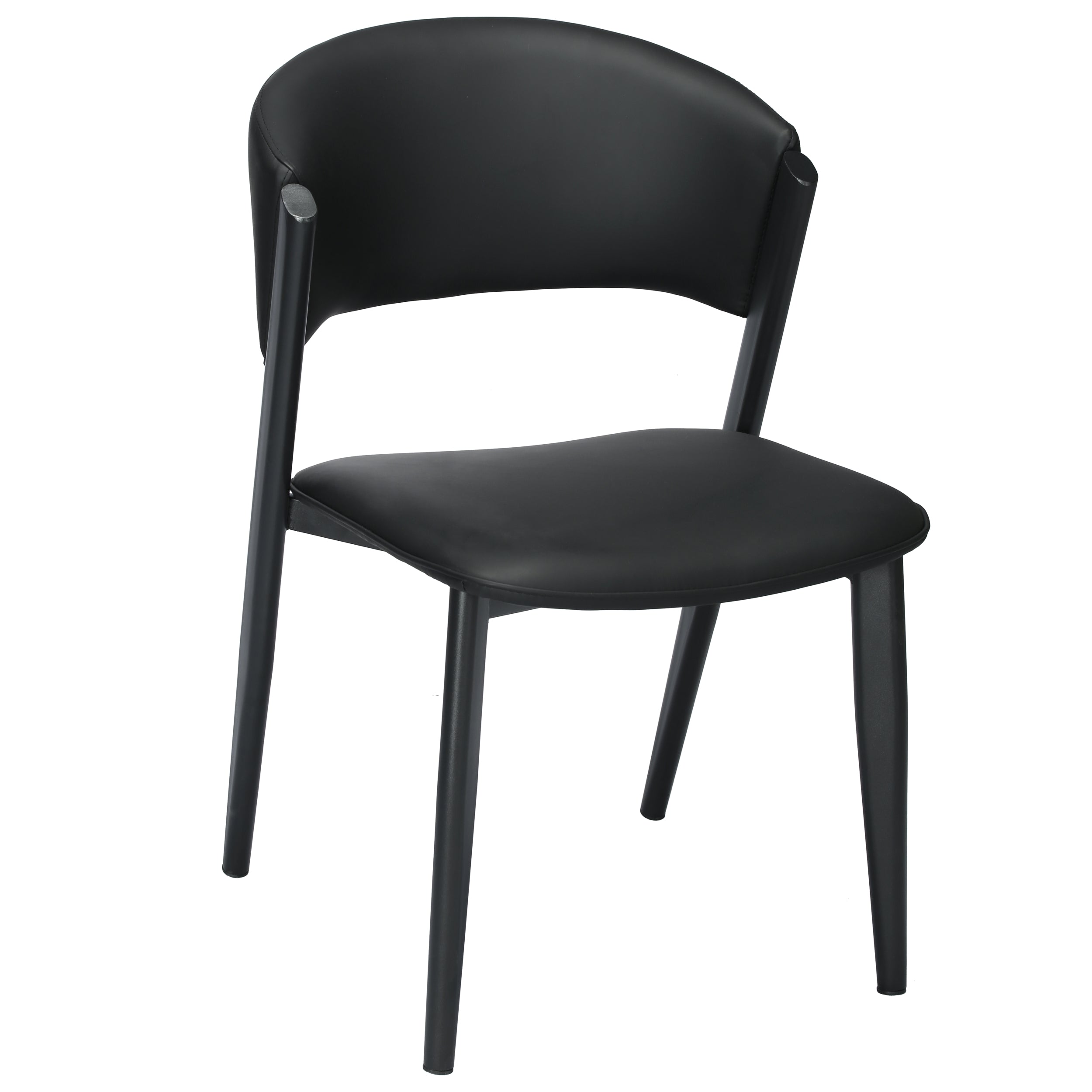 Aspen Dining Chairs Upholstered in Leather with Black Metal Legs